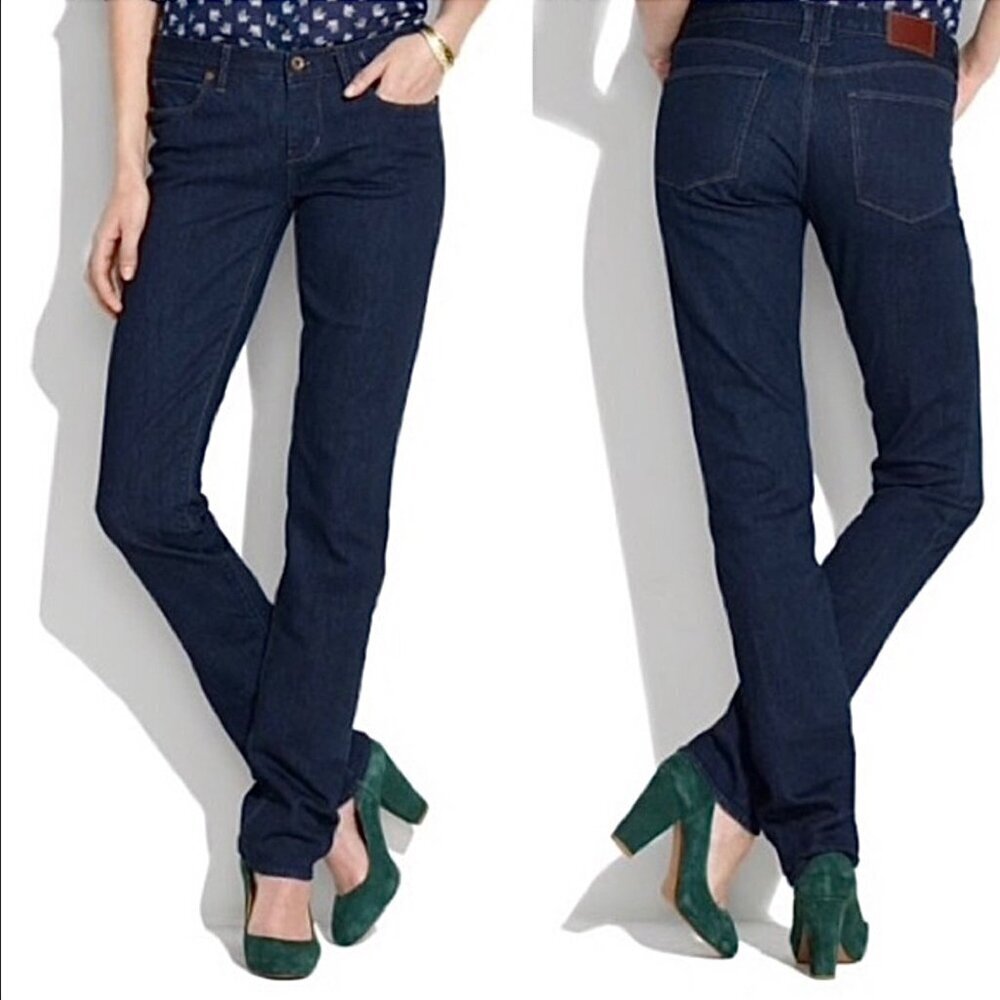 Madewell Jeans Rail Straight Blue Dark Wash Mid Rise Sz. 28 x 34 Like New